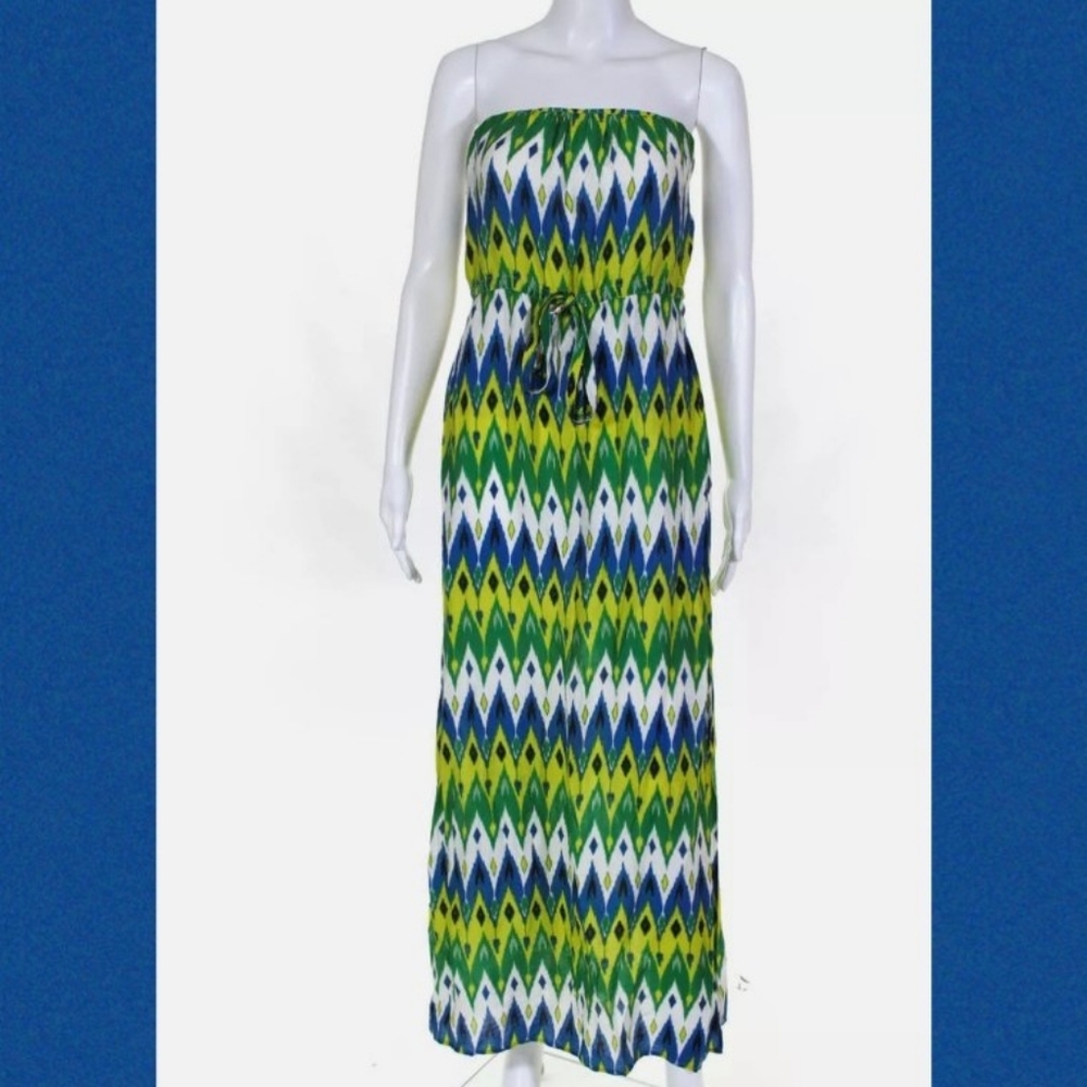 Vince Camuto Geometric Strapless Maxi Dress size small
